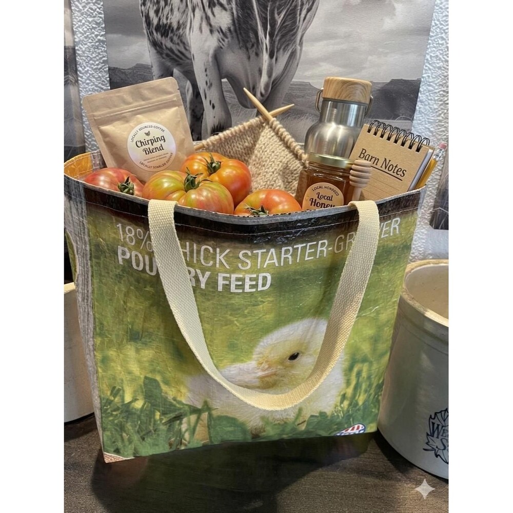 Upcycled Chick Starter Feed Tote Bag – Farmhouse Market Bag